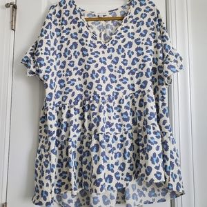 Jungle Path Top, Blue, Chic Soul, 1x, Never Worn